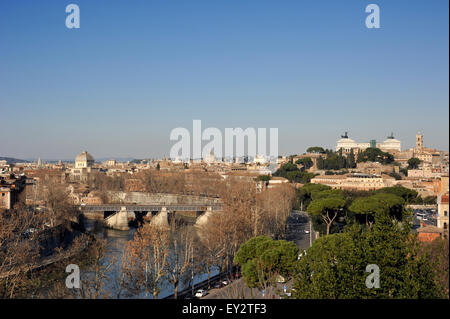 Italy, Rome, Aventino, Tiber river and city view from Giardino degli Aranci Stock Photo
