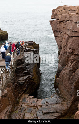 Tourist stand above Thunder Hole, Acadia National Park, Maine, United States of America Stock Photo