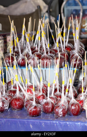 Toffee Apples on Sale at Stall Stock Photo