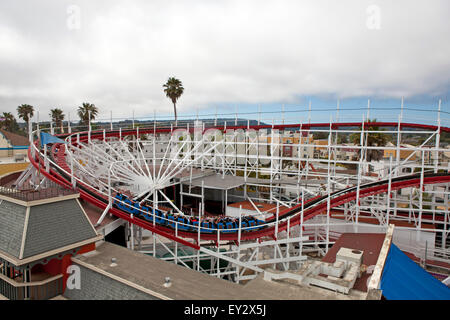 Giant Dipper wooden rollercoaster, Santa Cruz Boardwalk, Santa Cruz, California, United States of America Stock Photo