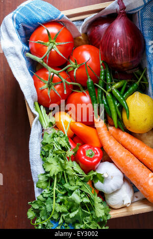 Vegetables in a crate Stock Photo