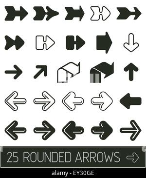 Rounded arrows in flat clean black solution Stock Vector
