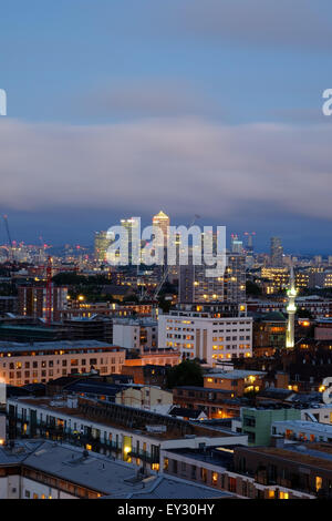 Canary Wharf shot from Hoxton Stock Photo