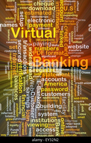 Background concept wordcloud illustration of virtual banking glowing light Stock Photo