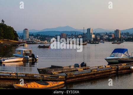 View of the city of Nanaimo from Protection Island, Canada Stock Photo