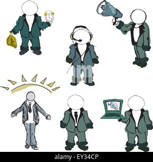Drawn colored puppet people. Vector illustration Stock Vector