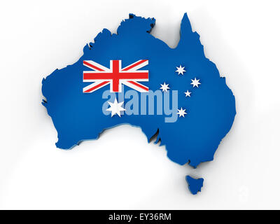 Australia map and flag isolated on white background Stock Photo