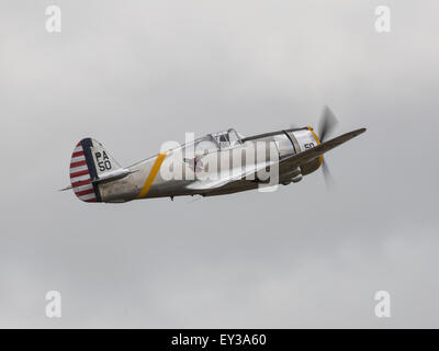 Curtiss P-36C N80FR US World War 2 fighter aircraft flying at the 2015 Flying Legends air show Stock Photo