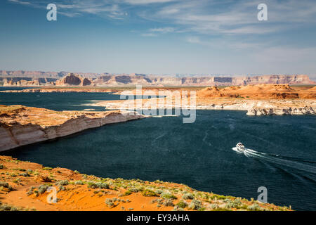 Lake Powell created by the Glen Canyon Dam on the Colorado River near Page, Arizona, USA. Stock Photo