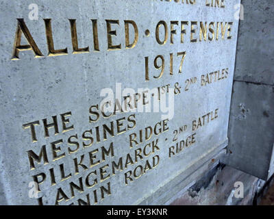 Scarpe Memorial Carlisle Cathedral, Cumbria,England,UK - Allied Offensive, 1917 - Messines, Pilkem Ridge, Langemarck Stock Photo