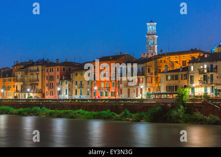 Adige River Embankment in Verona, Italy Stock Photo