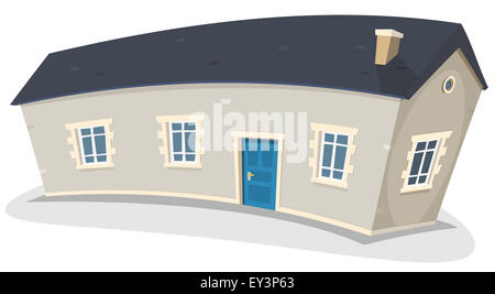 Illustration of a cartoon simple european styled long house or farm, isolated on white background Stock Photo