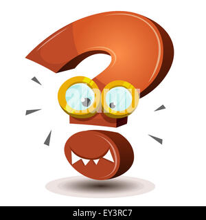 Illustration of a happy funny cartoon question mark character icon, for search engine mascot symbol Stock Photo
