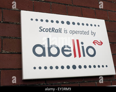 Annan Railway Sign, Dunfries & Galloway,Scotland,UK - Abellio Scotrail Stock Photo