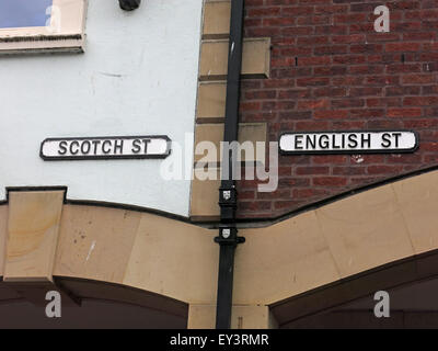 Streets in Carlisle named English or Scottish, Cumbria, England, UK - Border Country Stock Photo