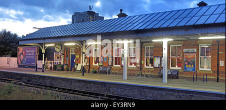 Stalybridge Railway station at dusk, Tameside,Manchester,England,UK showing platform Stock Photo