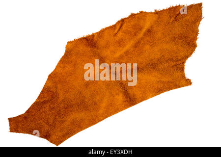 Piece of brown leather isolated on white background Stock Photo