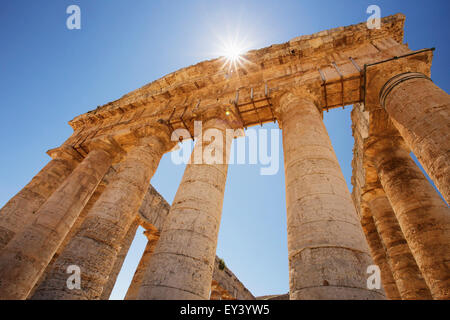 Columns of the Temple of Segesta in Sicily. Stock Photo