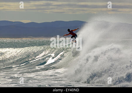 Brazilian surfer and former world champion, Gabriel Medina surfing a heat during the 2015 Jeffreys Bay Open, South Africa Stock Photo