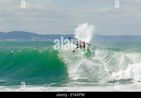 Brazilian surfer and former world champion, Gabriel Medina surfing a heat during the 2015 Jeffreys Bay Open, South Africa Stock Photo