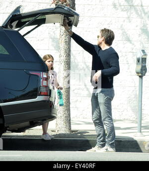 Actor Jason Bateman spending quality time with his dad Kent and daughter Francesca as the Bateman's hit Menchies Frozen Yogurt in Studio City.  Featuring: Jason Bateman Where: Studio City, California, United States When: 20 May 2015 Stock Photo