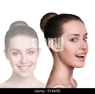 Young happy female face Stock Photo