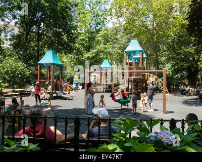 Police Officer Moira Ann Smith Playground, Previously Bridget's Garden, in Madison Square Park, NYC Stock Photo