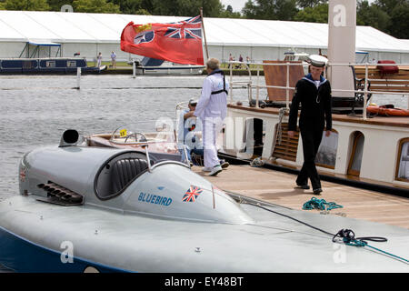 original Bluebird K3 water speed record hydroplane powerboat  Henley-on-Thames Traditional Boat Festival Stock Photo