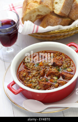 lentil and chorizo soup, spanish cuisine, lentejas con chorizo Stock Photo