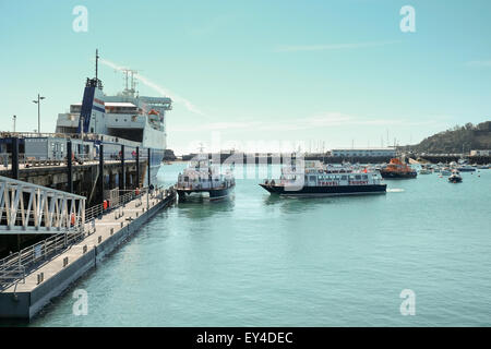 Island hopping boats at St Peter port Guernsey Stock Photo