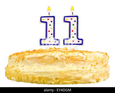 birthday cake candles number eleven isolated on white background Stock Photo