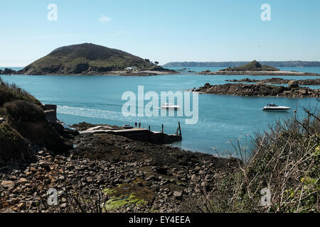 Herm Island Guersey with a view of Jethou island Stock Photo