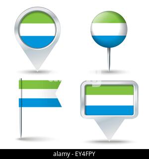 Map pins with flag of Sierra Leone - vector illustration Stock Vector