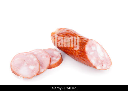 Salami isolated on white background. Stock Photo
