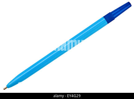 the blue ballpoint pen isolated on white background Stock Photo