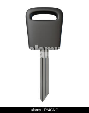 A regular unbranded and uncut car key blank on an isolated white studio background Stock Photo