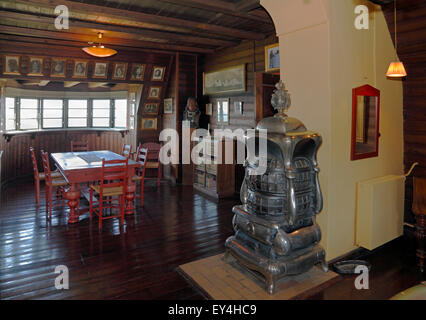 House of polar explorer Knud Rasmussen in Hundested. The big study or workroom on first floor. The largest room, and with a view over the Kattegat Sea Stock Photo