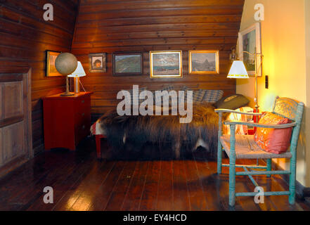 Knud Rasmussen's house in Hundested. Corner of the big study or workroom on the first floor. Stock Photo