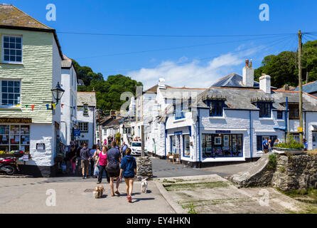 Quay Road on the harbourfront in the fishing village of Polperro, Cornwall, England, UK Stock Photo