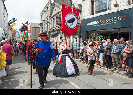 Street parade on Mazey Day in Penzance, Cornwall, UK Stock Photo