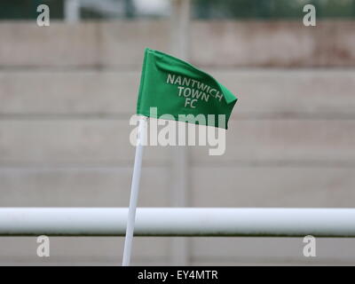 Nantwich, Cheshire, UK. 21st July, 2015. Nantwich Town entertain League Two Morecambe in a pre season friendly at The Weaver Stadium. Morecambe ran out 6-0 victors. A Corner flag at Nantwich Town. Credit:  SJN/Alamy Live News Stock Photo