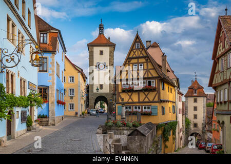 Siebers Tower, Plönlein and Kobolzell Gate, Rothenburg ob der Tauber, Romantic Road, Franconia, Bavaria, Germany, Europe Stock Photo