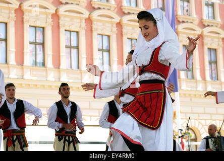 Members of folk group Deshmoret e Kombit from Pristina, Kosovo during ...