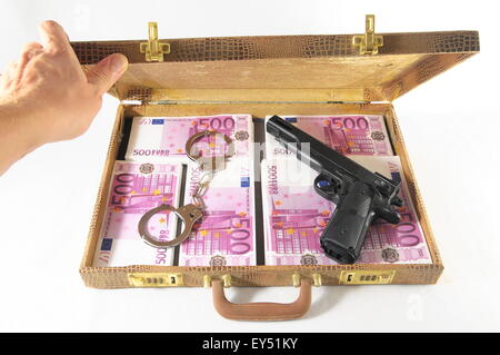 Suitcase Full of Banknotes Stock Photo