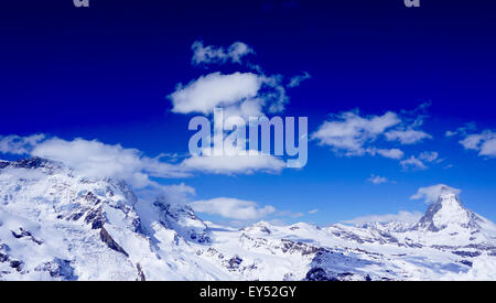 View of Matterhorn on a clear sunny day, Zermatt, Switzerland Stock Photo