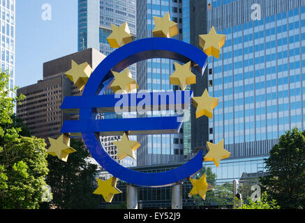 Euro sculpture, Gallusanlage park, Frankfurt am Main, Hesse, Germany Stock Photo