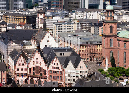 Römer building and Paulskirche or St Paul's Church, view from the Cathedral Tower, Frankfurt am Main, Hesse, Germany Stock Photo