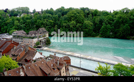 old town city and river on bridge in Bern, Switzerland Stock Photo