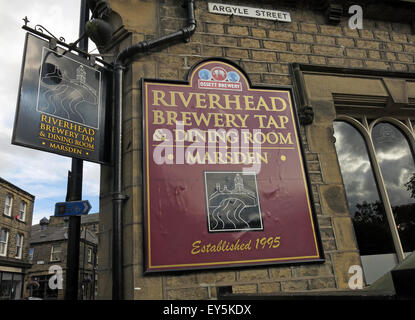 Riverhead Brewery Pub Marsden, West Yorkshire, England, Uk on the CAMRA aletrain route Stock Photo