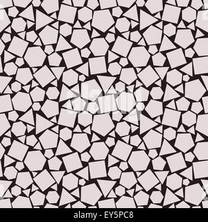 Seamless pattern vector of regular geometric polygon shapes of various sizes on dark background. Stock Vector